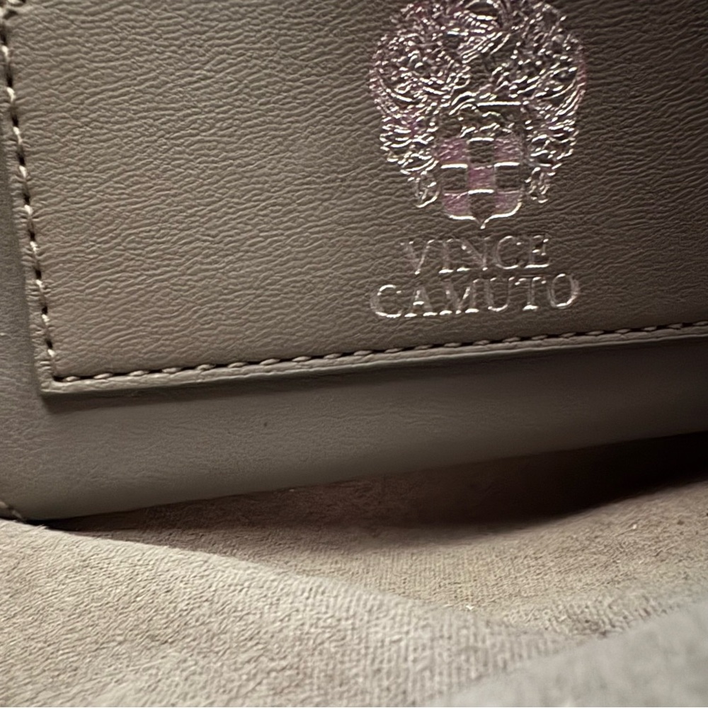 Vince Camuto Sleek Black Large Leather Tote Shoulder Bag Career Office Laptop - Picture 12 of 16